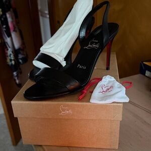 Christian Louboutin Black and Red Slingback Heels O Marylin 85